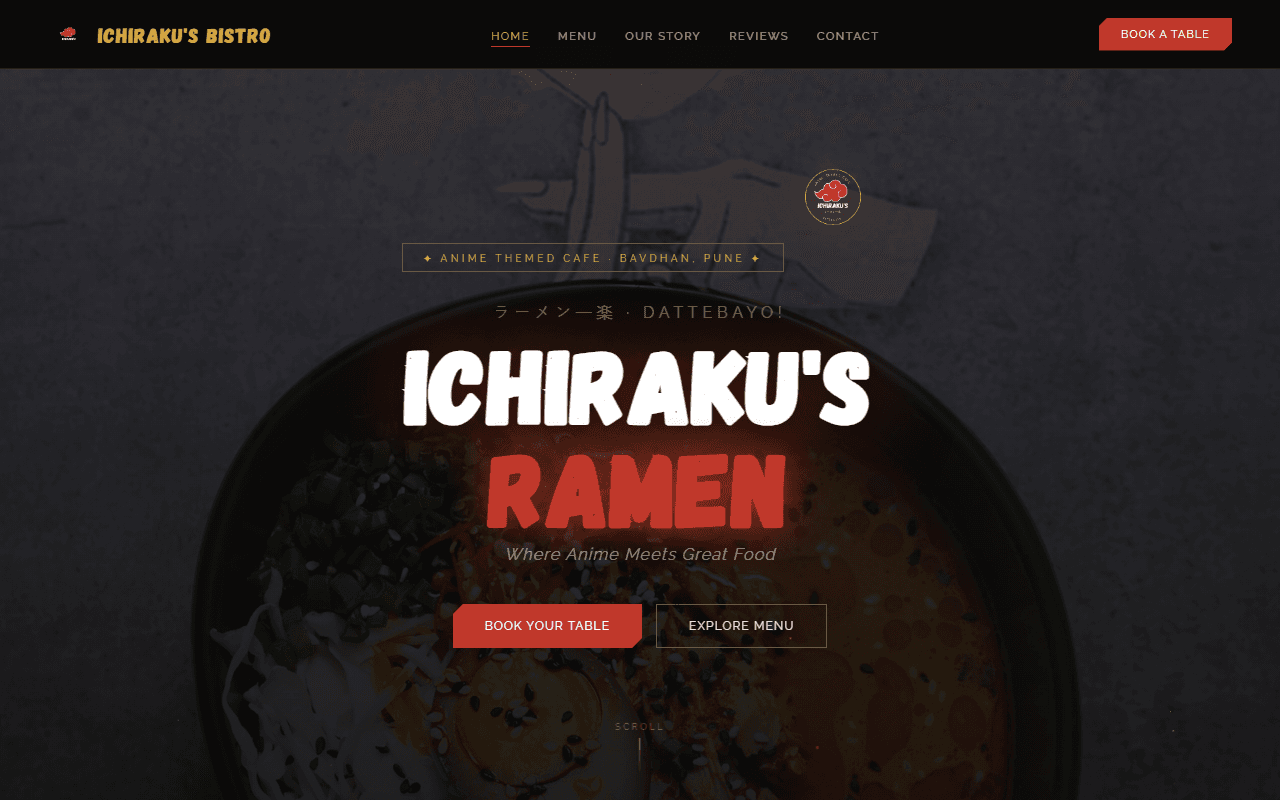Live preview of the Ichiraku's Bistro website